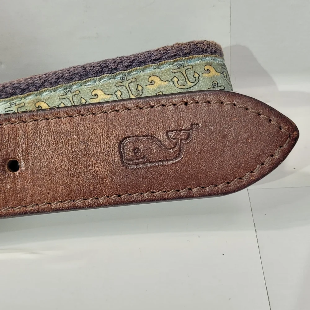VINEYARD VINES GREEN RIBBON ANCHOR WAVES BELT BOYS SIZE 30